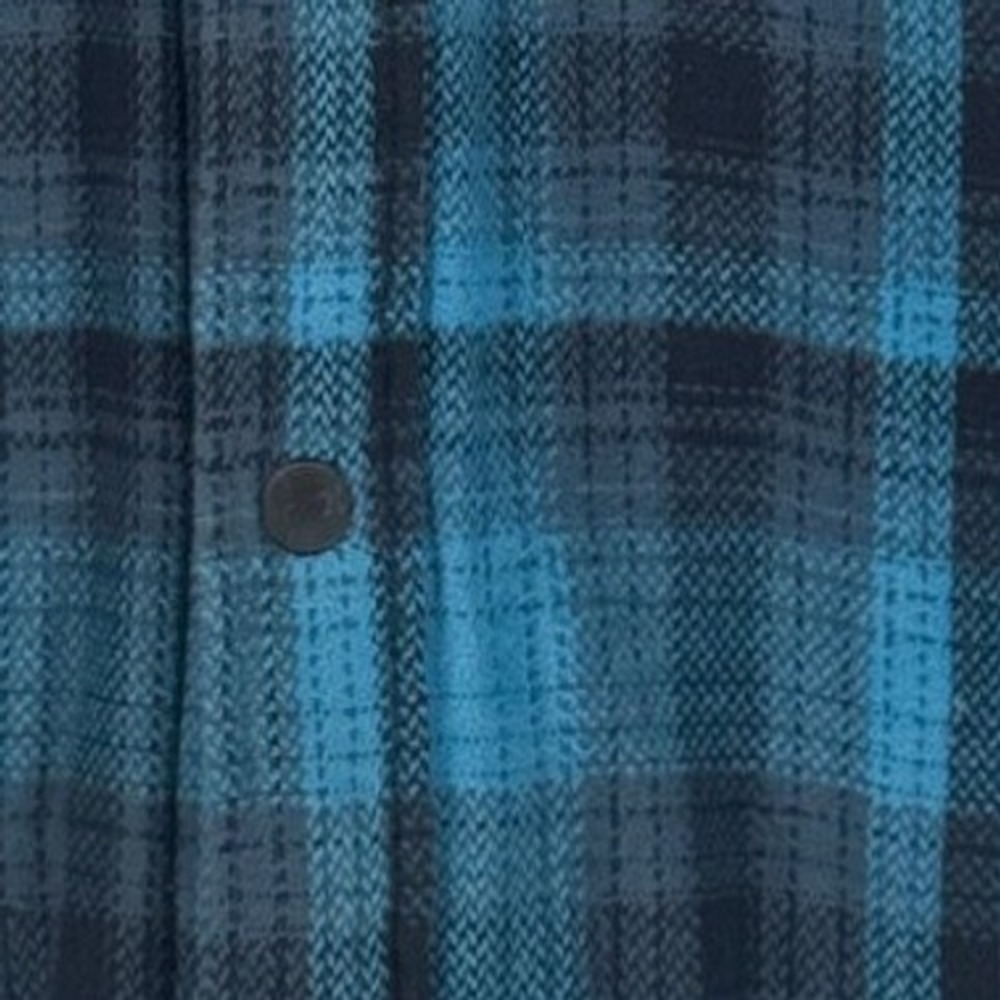Hurley Hooded Flannel Mens Medium Blue Plaid Quilted Lined Shacket Coat Shirt